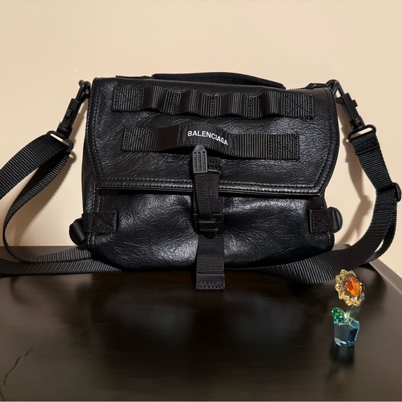Balenciaga Black Leather Messenger Bag - Picture 2 of 5